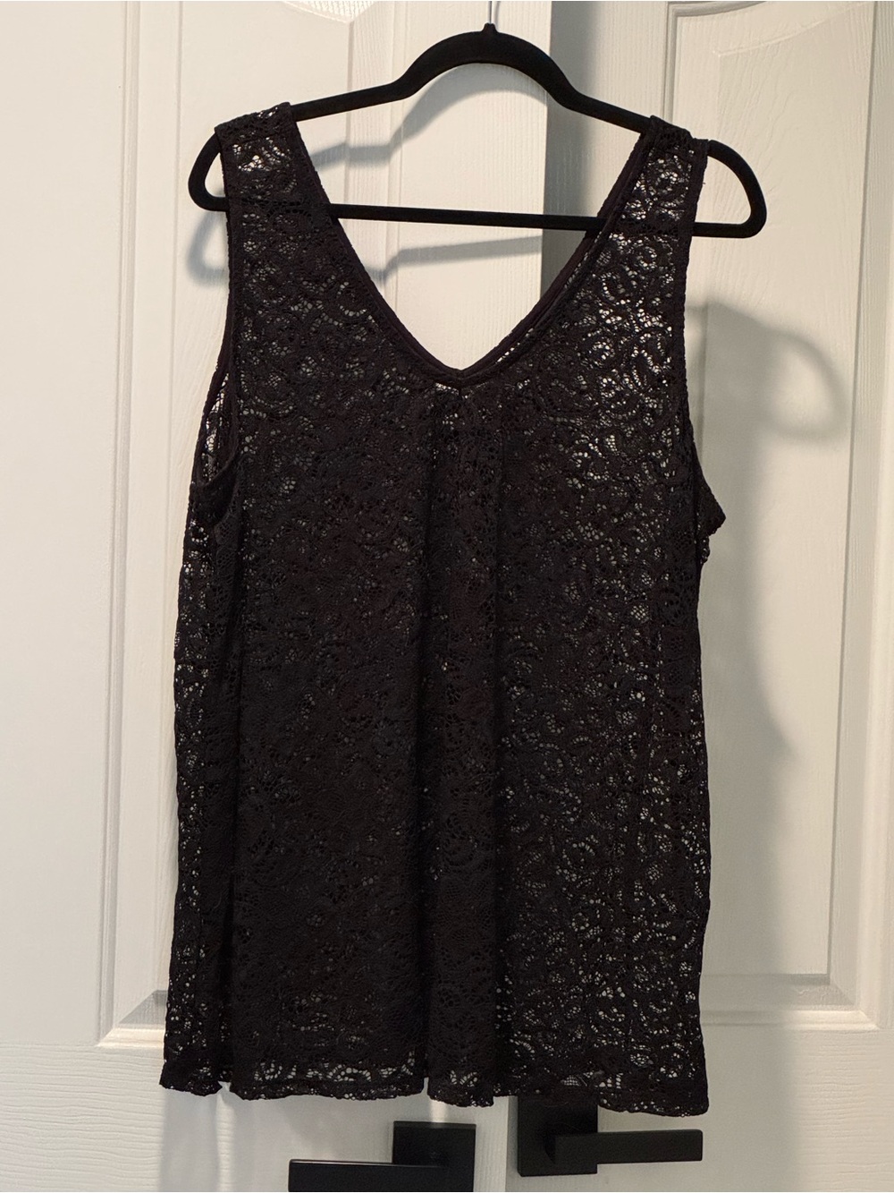Torrid Black Sheer Lace V-Neck Tank Top